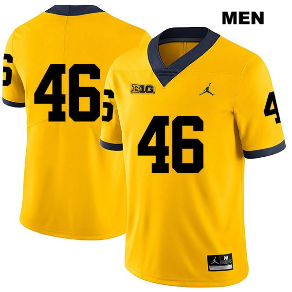 Men's NCAA Michigan Wolverines Matt Brown #46 No Name Yellow Jordan Brand Authentic Stitched Legend Football College Jersey IB25Z14ZK